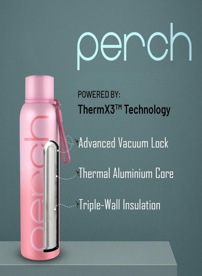 Perch Zion Hot & Cold Steel Water Bottle Set of 2 (720 ml Each), ISI Certified, Vacuum Insulated | Leak Proof, BPA-Free | for Couples, Gift for His & Her |Kids, Men & Women|Cotton Candy & Green-Pink - Image 5